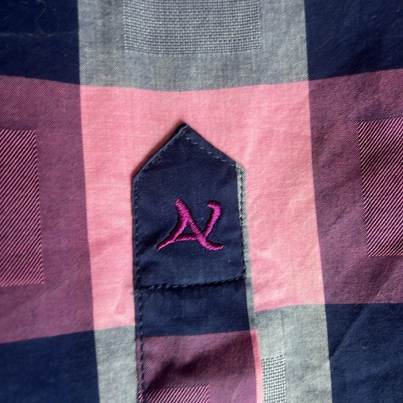 Au Noir Colourful Plaid Men’s Button Down Shirt Purple Punk Navy sz 6 (2XL) - Picture 9 of 14